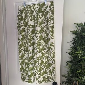 Nicole Miller 100% Linen Wide Leg Crop Pants SzL